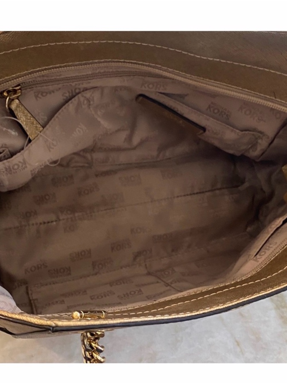 Michael Kors Metallic Gold Chain-Handle Tote - Picture 6 of 10